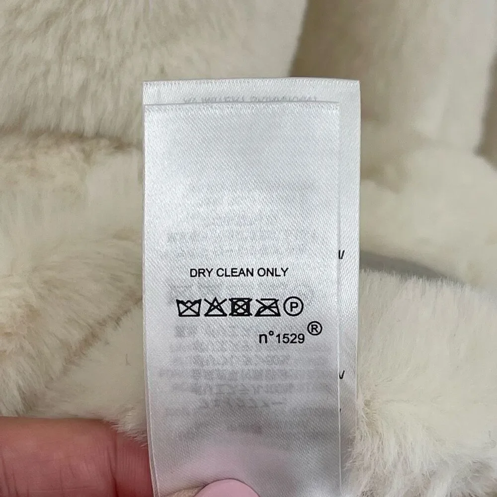 Lauren‎ Ralph Lauren Asymmetric Faux Fur Moto Coat Women Medium Cream Lined - Picture 11 of 12